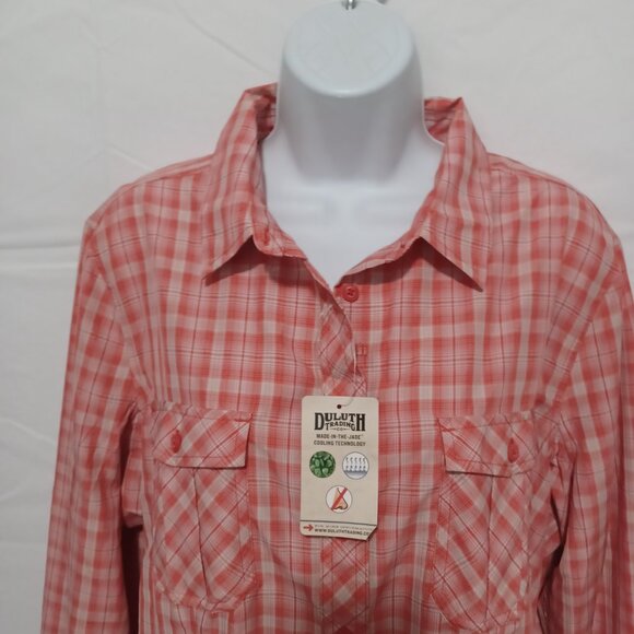 Duluth Trading womens button up shirt orange sz XL - Picture 4 of 6